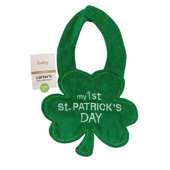 Nwt Carters My 1st St Patricks Day Baby Feeding Bibs Newborn Infant Shamrock - Picture 1 of 8